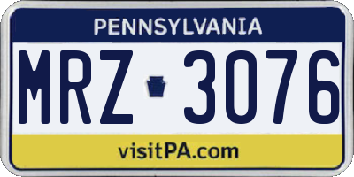 PA license plate MRZ3076