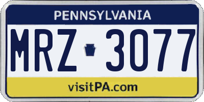 PA license plate MRZ3077