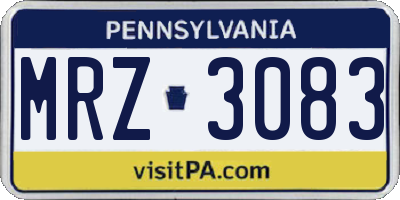 PA license plate MRZ3083