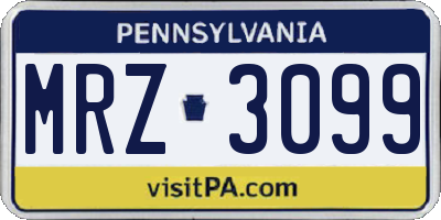 PA license plate MRZ3099