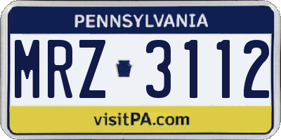 PA license plate MRZ3112