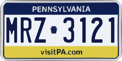 PA license plate MRZ3121