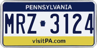 PA license plate MRZ3124
