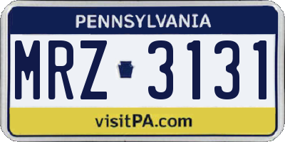 PA license plate MRZ3131