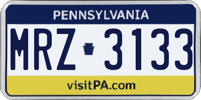 PA license plate MRZ3133