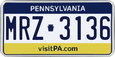 PA license plate MRZ3136