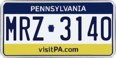 PA license plate MRZ3140