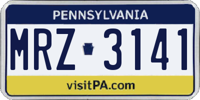 PA license plate MRZ3141