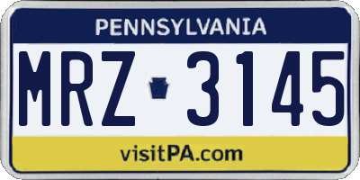 PA license plate MRZ3145
