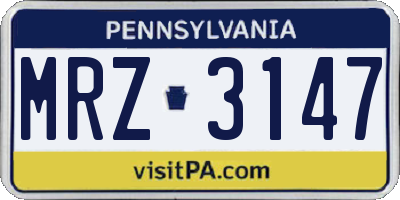 PA license plate MRZ3147