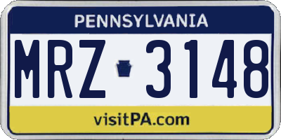 PA license plate MRZ3148