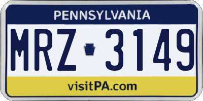 PA license plate MRZ3149