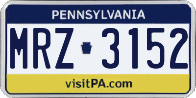 PA license plate MRZ3152