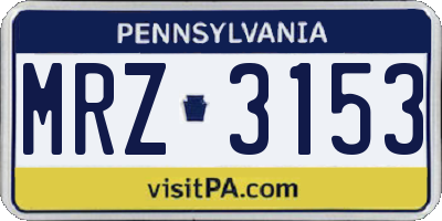 PA license plate MRZ3153