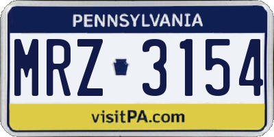 PA license plate MRZ3154