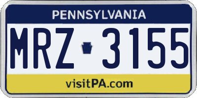 PA license plate MRZ3155