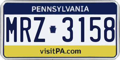 PA license plate MRZ3158