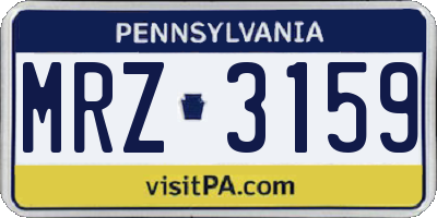 PA license plate MRZ3159