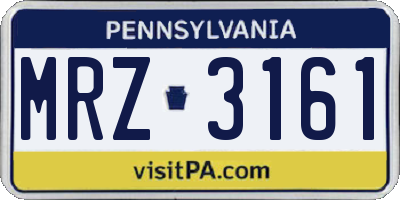 PA license plate MRZ3161