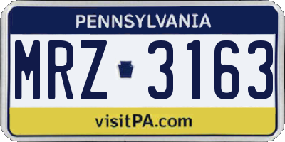 PA license plate MRZ3163