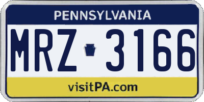 PA license plate MRZ3166