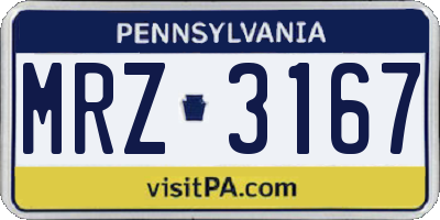 PA license plate MRZ3167