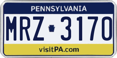 PA license plate MRZ3170