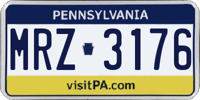 PA license plate MRZ3176