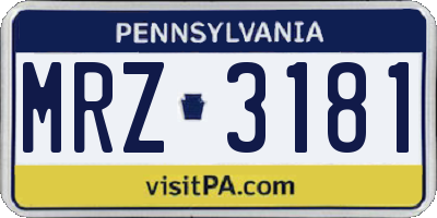 PA license plate MRZ3181