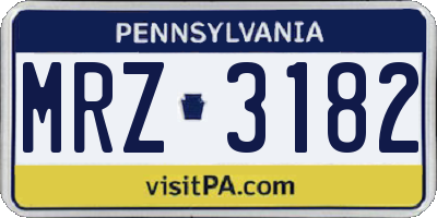 PA license plate MRZ3182