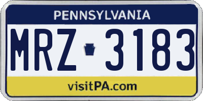 PA license plate MRZ3183