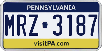 PA license plate MRZ3187