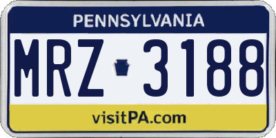 PA license plate MRZ3188