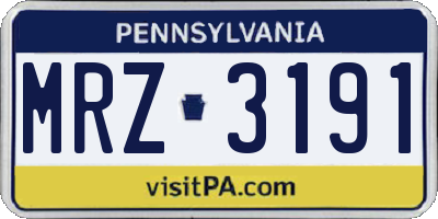 PA license plate MRZ3191