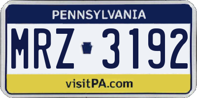 PA license plate MRZ3192