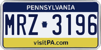 PA license plate MRZ3196