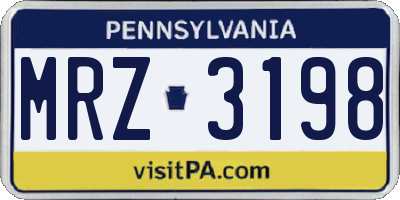 PA license plate MRZ3198