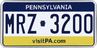 PA license plate MRZ3200