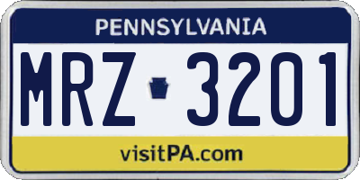 PA license plate MRZ3201