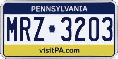 PA license plate MRZ3203
