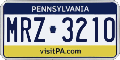 PA license plate MRZ3210