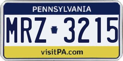 PA license plate MRZ3215