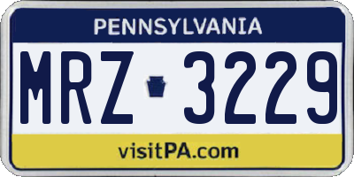 PA license plate MRZ3229