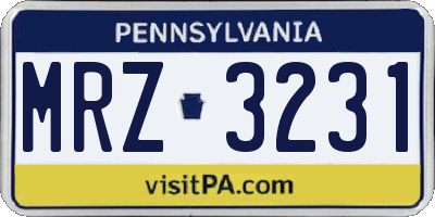 PA license plate MRZ3231