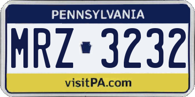 PA license plate MRZ3232