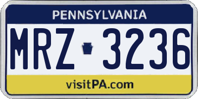 PA license plate MRZ3236