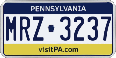 PA license plate MRZ3237