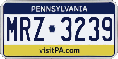 PA license plate MRZ3239