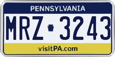 PA license plate MRZ3243