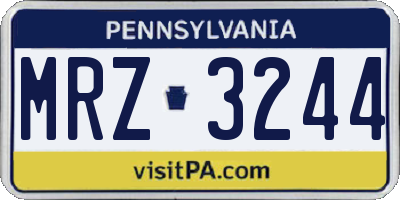 PA license plate MRZ3244